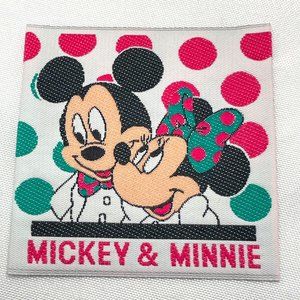 Vintage Disney Mickey & Minnie Collectible Woven Alkahn 2.75” Sew On Label